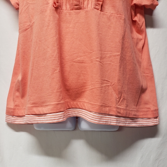 NWT Reference Point 2 1X Peach SS Layered Look with Ruffles Polo Style Top - Picture 5 of 9
